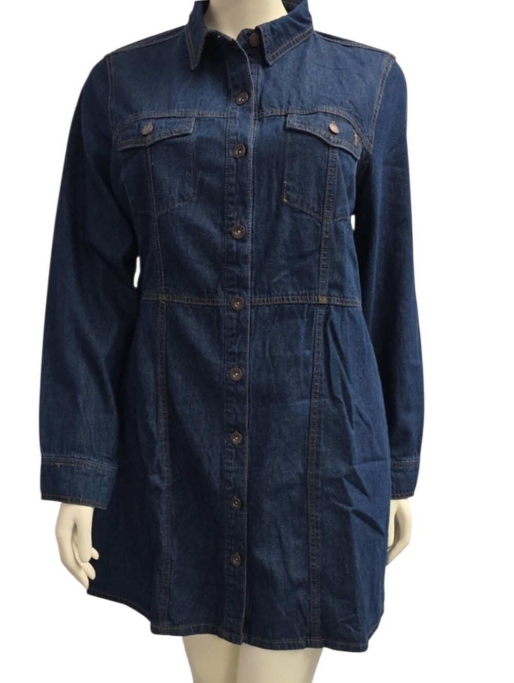 Frye Denim Cotton NWOT Shirt Dress Button Front Long Sleeve Dark Wash XL